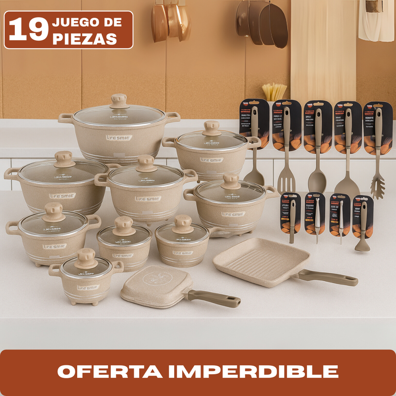 Conjunto de Ollas de Cerámica 19 Piezas Antiadherentes [ÚLTIMAS UNIDADES]
